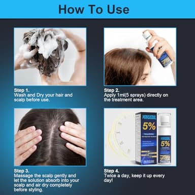 5% Minoxidil for Men and Women, Hair Growth Biotin Serum with Batana and Rosemary for Hair beard Regrowth Treatments, Extra Strength Hair Loss Solution to Regrow Thicker, 2.02FL OZ - Image 5