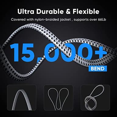 ARISKEEN Cat 8 Ethernet Cable 200 FT, 40Gbps 2000Mhz High Speed Cat8 Network LAN Patch Cord, Nylon Braided Heavy Duty Shielded RJ45 Flat Internet Cable with Clips for Indoor Outdoor - 200 Feet (Grey) - Image 5