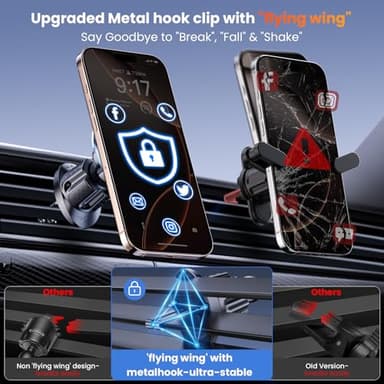 Coneclat for MagSafe Car Mount Magnetic Phone Holder for Car [2025 Upgraded 22X Magnets & Double-Hooks] Phone Holders for Your Car Stand for Dashboard Vent GPS for iPhone 17/16/15/14/13 Android etc - Image 7