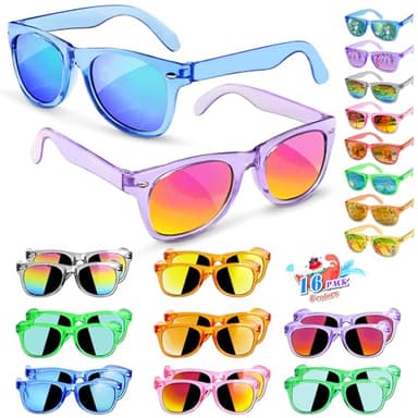 Kids Sunglasses Party Favors - Boys Girls Valentines Day Gifts, Neon Sunglasses with UV 400 Protection for Kids Classroom Favors Birthday Goodie Bags Stuffers - 16 Packs - Image 1