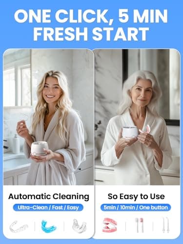 Dental Ultrasonic Retainer Cleaner Machine: Nicwell 200ML Denture Cleaner, Deep Cleaning Mouth Guard Cleaner, Aligner Cleaner, NightGuard Cleaner with Protection Design for Braces, Oral Dental & Tray - Image 3