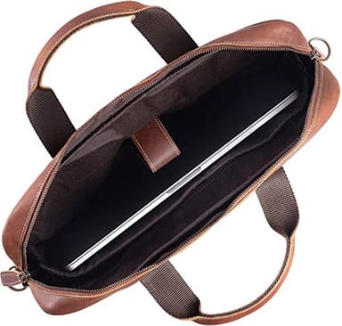 Leather briefcase 18 Inch Laptop Messenger Bags for Men and Women Best Office briefcase Satchel Bag (Tan) - Image 3
