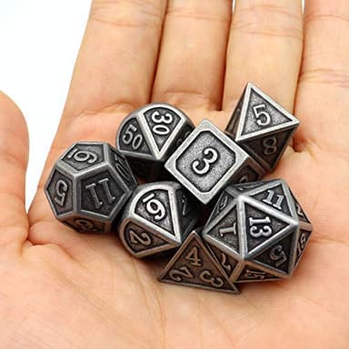 Haxtec Antique Iron Metal DND Dice Set Silver D&D Polyhedral Dice W/PU Leather Dice Bag Compatible with Dungeons and Dragons Gift TTRPG - Image 5