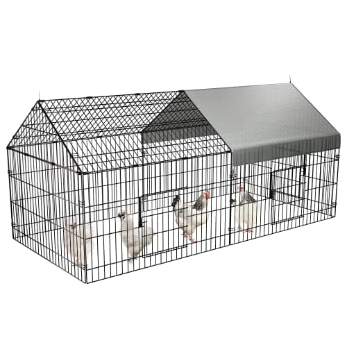 PawGiant Chicken Coop 86"×40" Chicken Run Pen for Yard with Cover Outdoor Metal Portable Chicken Tractor Cage Enclosure Crate Outside for Small Animals Duck Rabbit Hen - Image 1