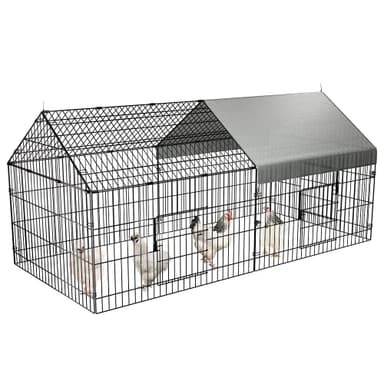 PawGiant Chicken Coop 86"×40" Chicken Run Pen for Yard with Cover Outdoor Metal Portable Chicken Tractor Cage Enclosure Crate Outside for Small Animals Duck Rabbit Hen - Image 1