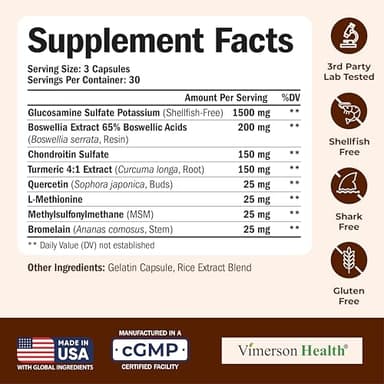 Glucosamine Chondroitin MSM and Turmeric Supplement – Joint Support Supplement for Women and Men with Boswellia and Chondroitin Sulfate – for Cartilage, Joint Health and Flexibility – 90 Capsules - Image 3