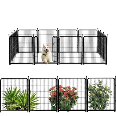 Getlay Dog Playpen 48 inch(H) 8 Panels Total 17.7 Ft(L) Dog Fence Outdoor for Yard. Wide Door Low Threshold，Metal Dog Pen Heavy Duty Pet Puppy Exercise Pen for Rv Camping Garden Yard - Image 1