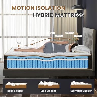 FP FLEXPEDIC King Mattress, 14 Inch Hybrid Mattress in a Box, Fiberglass-Free Individual Pocket Spring-Motion Isolation-Extra Edge Support-Ergonomic Zone, 365 Nights Trial, CertiPUR-US - Image 3