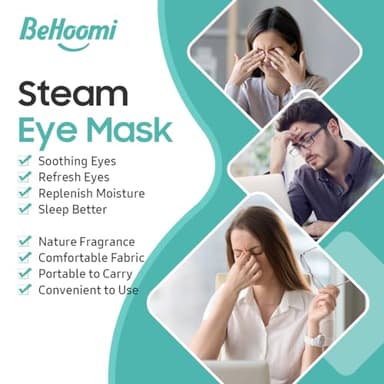 BeHoomi 30Packs Steam Eye Mask, Heated Eye Mask Warm Compress for Eyes, Self Heating Warm Eye Masks Disposable Steam Mask for Home Sleep, Spa, Travel Essentials & Relaxation Gifts (Unscented) - Image 3