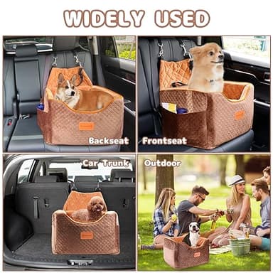 AlfaTok Memory Foam Booster Dog Car Seat with Washable Removable Cover, Elevated Pet Car Seat, Anti-Slip Sturdy Booster Seats for Small Dogs 35lbs, Seat Belt, Storage Pocket, Dog Blankets - Image 7