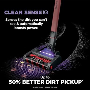 Shark IZ840HRW Stratos Cordless Vacuum with Clean Sense IQ, DuoClean PowerFins HairPro MultiFLEX, Includes Crevice Tool, Up to 50 Minute Runtime, Red (Renewed) - Image 4