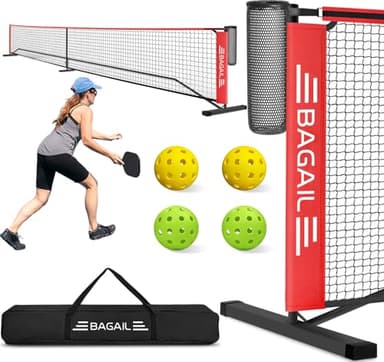 BAGAIL Portable Pickleball Net Set, 22 FT Regulation Size Pickle Ball Net with Ball Collector, Carry Bag, Easy Setup for Outdoor Indoor Driveway - Red - Image 1