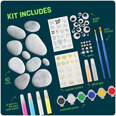 Dan&Darci Kids Rock Painting Kit - Glow in The Dark - Christmas Gifts Arts & Crafts for Boys and Girls Ages 6-12 - Craft Activities Kits - Creative Art Toys for 6, 7, 8, 9, 10, 11 & 12 Year Old Kid - Image 4