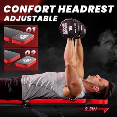 Adjustable Weight Bench, Workout Bench with Adjustable Headrest for Full Body Workout, Fast Folding 660LBS Stable Weight Bench for Men Women Versatile Workouts and Workout Bench for Home Gym (Black - Image 4
