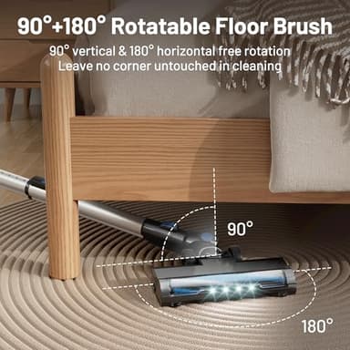 Cordless Vacuum Cleaner with Self-Standing, LED Screen Stick Vacuum Cleaners for Home, Lightweight Powerful Suction Vacuum, 6-in-1 Rechargeable Vacuum for Carpets, Pet Hair, Hardwood Floors - Image 6
