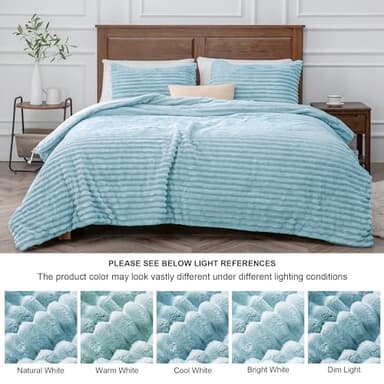BEDELITE Fleece Twin Comforter Set -Super Soft & Warm Fluffy Light Blue Bedding, Luxury Fuzzy Heavy Bed Set for Winter with 1 Pillow case - Image 8