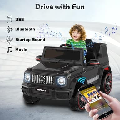 ANPABO Licensed Mercedes-Benz G63 Car for Kids, 12V Ride on Car w/Parent Remote Control, LED Headlights, Music Player & Horn, Soft Start, Low Battery Prompt, Kids Electric Vehicle, Black - Image 5