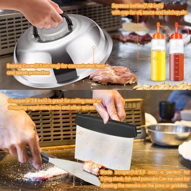 136 PCS Griddle Accessories Kit for Blackstone Camp Chef BBQ,Flat Top Grill Accessories with Basting Cover,Professional Grilling Gift for Men and Women,Perfect for Camping Backyard Barbecue - Image 3