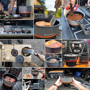 Stoke Voltaics Nomad Cooking System with Bag, Electric Camping Stove 200-1000W with Pan & Pot, 120V Portable Outdoor Cooking Gear Set, Windproof Cookware for RV, EV, Overland, Vanlife, Car Camping - Image 7