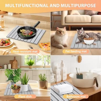 Large Stone Dish Drying Mat for Kitchen Counter, 24"×16" – Quick Drying Diatomaceous Earth, Super Absorbent, Non-Slip, Birthday Gfts for Women Mom Grandma - Image 4