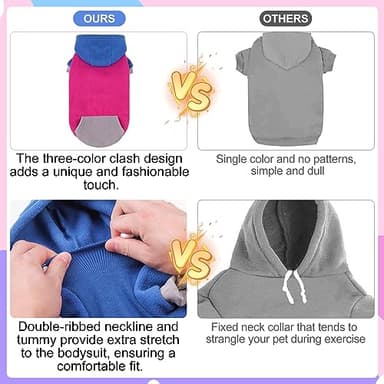 BEAUTYZOO Fleece Dog Hoodie Sweatershirt with Pocket and Leash Hole, Stretchy Small Medium Large Sized Dogs Clothes for Fall Winter Cold Days, Color Designer Warm Dog Jackets,French Bulldog Coats - Image 6