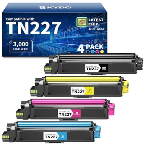 TN227 TN227BK/C/M/Y High Yield Toner Cartridge 4 Pack Compatible for Brother TN 227 TN223 TN-223BK/C/M/Y Work for MFC-L3770CDW HL-L3270CDW MFC-L3710CDW HL-L3210CW HL-L3230CDW HL-L3290CDW Printer - Image 1
