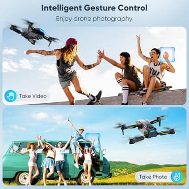 Flymevac Drone with Camera, Dual 720HD, Drone for Kids with Cool Lights, Cestures Control, Vertical Shooting, Waypoint Flight, Gravity Control, 3D Flip, 3-Speeds, Drones for Adults, Beginners, Kids - Image 2