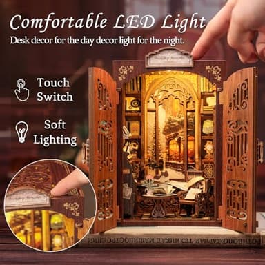 CUTEBEE Book Nook Kit - DIY Miniature House Dollhouse Kit for Adult and Teens, Booknook Bookshelf Decor Alley Model Build with LED Light, Gifts for Family and Friends (Bookshop Memories) - Image 3