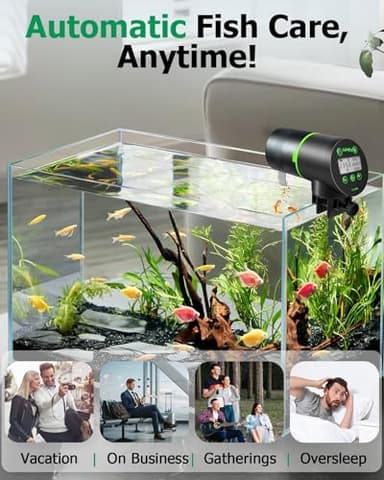 Automatic Fish Feeder for Aquarium, Auto Fish Food Dispenser with Timer and Feeding Ring, Moisture-Proof, Smart Fish Tank Vacation Feeder with 2 AAA Batteries - Image 6