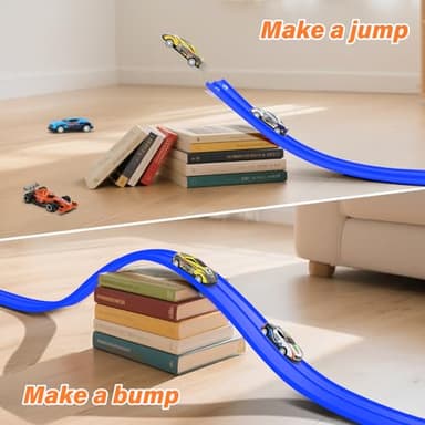 KETIEE Flex Tracks 16Ft for Kids: Flexible Race Car Ramp Track with 4 Small Racecars and 8 Suction Cups Compatible with Hot Wheels and Diecast 1/64th Cars, Rolls Up Portable Racetrack for Ages 3 & Up - Image 5
