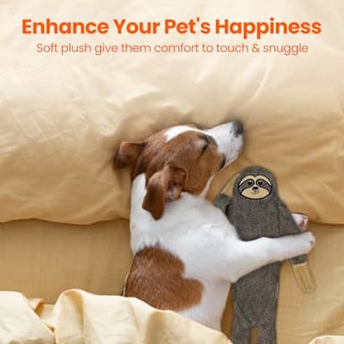 HGB No Stuffing Dog Toys for Aggressive Chewers, Squeaky Crinkle Plush Dog Toys to Keep Them Busy & Puppy Teething for Small, Medium, Large Breed, Cute Bunny & Sloth - Image 4