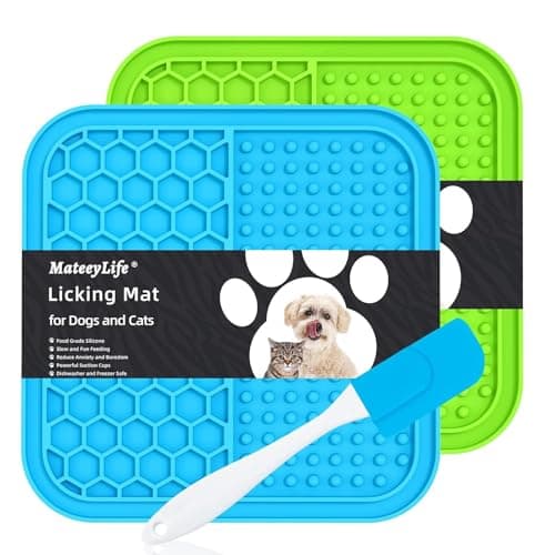MateeyLife 2PCS Small Lick Mat for Dogs and Cats, Licking Mats for Dog Anxiety Relief, Cat Peanut Butter Lick Pad for Boredom Reducer, Dog Treat Mat Perfect for Bathing Grooming Blue&Green - Image 1