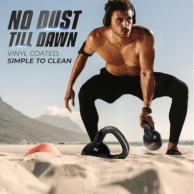 Yes4All Kettlebells 5 10 15 20 25 30 lbs Set Weight Vinyl Coated Cast Iron for Dumbbell Weights Exercises, Gym, Fitness, Full Body Workout Equipment Push up, Grip and Strength, Black - Image 4