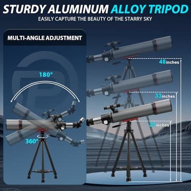Telescope for Adults High Powered: Astronomy Telescopes for Observing The Moon and Stares - 90mm Aperture 600mm Refractor Telescope for Kids & Beginners - Telescopio with Phone Adapter Tripod - Image 4