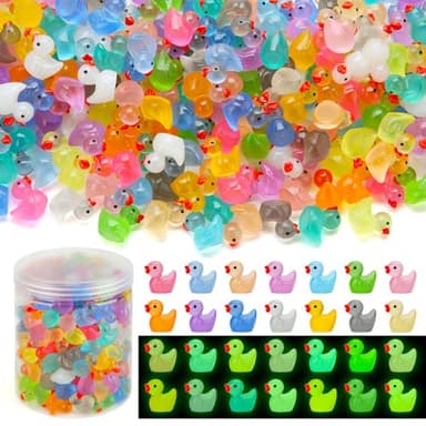 GWAHSA 240pcs Luminous Mini Resin Ducks, Tiny Animals Bulk Glow in The Dark Small Plastic Miniature Ducks Figures for Dollhouse Decor Micro Garden Home Landscape Aquarium Craft Gifts Party Favors Toys - Image 1