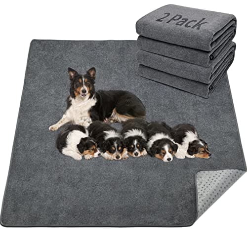 LOOBANI 2 Packs Extra Large Reusable Dog Mat for Floor, Non-Slip Washable Pee Pads for Dogs, Fast Absorbent Pet Whelping Pads, Puppy Playpen Mat for Incontinence, Housebreak, Crate, 36x48in, Gray - Image 1