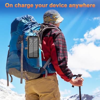 WONGKUO Solar Charger Power Bank - 49800mAh Solar Phone Charger with USB-C in/Output, QC 3.0 Fast Charging with LED Flashlight, Portable Power Bank Built-in 4 Cables, IP65 Waterproof Fits for Outdoor - Image 9