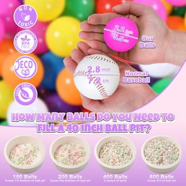 GOGOSO Ball Pit Balls for Toddles Kids Plastic Ballpits Accessories Crush Proof Durable Fun Shape Play Baby Bath Toys,2.15inch 100count Mix Color - Image 2
