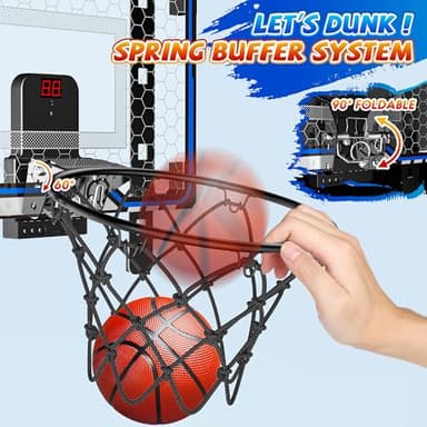 HopeRock Indoor Basketball Hoop Toys for Kids, Adjustable Height Basketball Hoop Over The Door, Mini Hoops with Scoreboard, Basketball Toys Christmas Birthday Gifts for Boys Age 4 5 6 7 8 9 10 11 12+ - Image 5