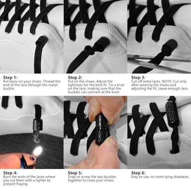 MOCATH 2 Pairs Elastic Shoe Laces for Adults & Kids No Tie Shoelaces for Sneakers Stretch Tieless Flat Shoes Strings Black 39Inch - Image 5
