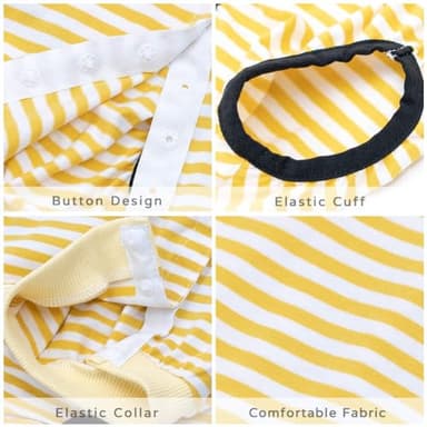 Paipeper Dog Recovery Suit After Surgery,Spay Neuter Clothes for Female Dogs,Small Medium Dog Shirt,E-Collar Cone Alternative,Prevent Licking Wound Dog Onesie,Pet Surgical Suit(Yellow White Stripe-l) - Image 3