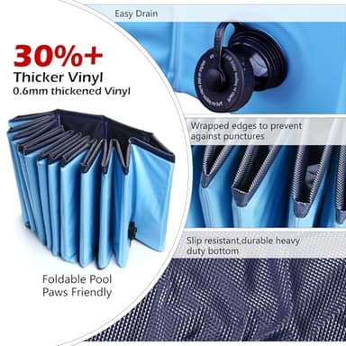 Jasonwell Foldable Dog Pool Collapsible Hard Plastic Dog Swimming Pool Portable Kiddie Pool Pet Pool Doggie Wading Pool Bath Tub for Puppy Small Medium Large Dogs Cats and Kids 97" - Image 3