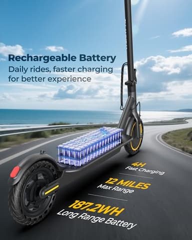 Electric Scooter with 350W Brushless Motor, 19 MPH Max Speed, 15 Miles Range, 8.5" Solid Tire, 3 Speed Modes, Cruise Control, Portable Commuter Escooter with APP, Dual Brake & E-Lock - Image 5