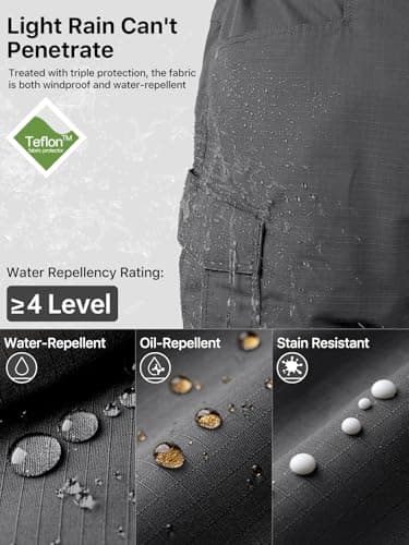 FREE SOLDIER Men's Water Resistant Pants Relaxed Fit Tactical Cargo Work Pants with Multi Pocket (Gray 36Wx28L - Image 3