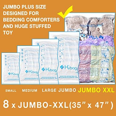XXL Jumbo 47''X35'' Vacuum Storage Space Saver Bags Extra Large for Blanket, Bedding, Comforters (8 Pack) - Image 2