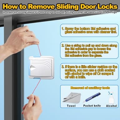 STERGDE Sliding Door Lock 0 Pack, Child Safety Lock For Sliding Glass Doors, Easy To Install, Keeps Your Baby Out Of Danger, For Sliding Glass Doors, Sliding Windows, Sliding Closets, Etc (White) - Image 9