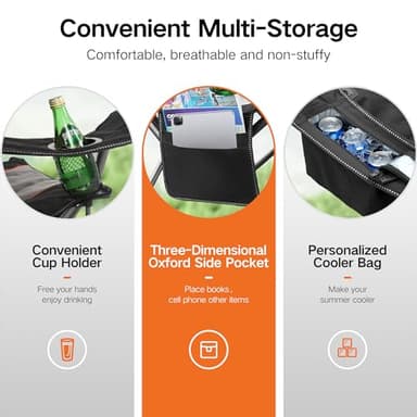 ALPHA CAMP Folding Camping Chair for Adults, Oversized Heavy Duty Lawn Chairs with Cooler Bag, Cup Holder & 600D Oxford Fabric, Folding Chairs for Outside Support 450 LBS,Outdoor Chair 2 Pack - Image 6