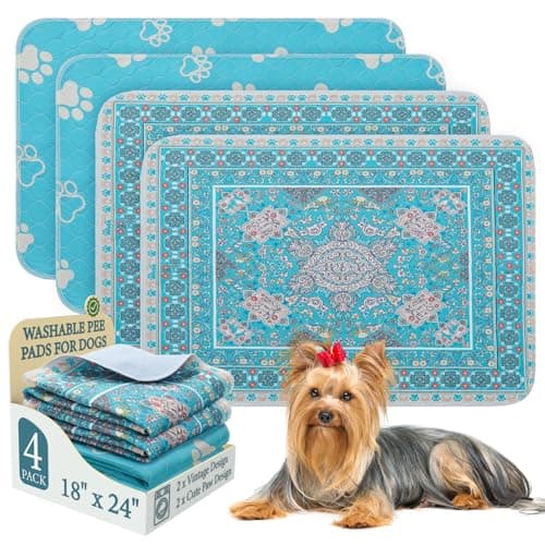Homimp Washable Pee Pads for Dogs, 4 Pack Reusable Puppy Pads, Absorbent and Leakproof Dog Pee Pads, Non Slip Puppy Training Pads, Pet Mat for Floor, Crate, Couch, Whelping, 18"x24"