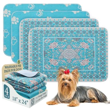 Homimp Washable Pee Pads for Dogs, 4 Pack Reusable Puppy Pads, Absorbent and Leakproof Dog Pee Pads, Non Slip Puppy Training Pads, Pet Mat for Floor, Crate, Couch, Whelping, 18"x24"