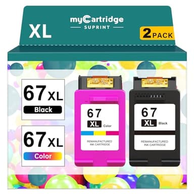 67XL HP Printer Ink for HP Ink 67 Replacement for HP 67 Ink Cartridges Black/Color Combo Pack HP67 DeskJet 2755e 2855e 2700 2800e 2700e 4255e 4155e Envy 6055e 6000 6455e 6400 Printer Ink HP 67 XL - Image 1
